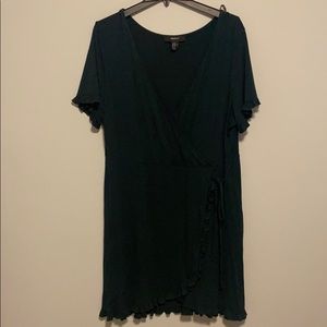 Dark green wrap vneck dress